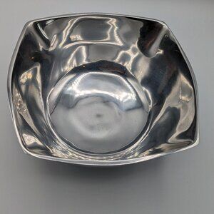 Pewter Square Decorative or Serving Bowl, Heavy with Footed Base, 8" Width